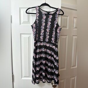 H&M Black Midi Dress with Pink Floral Stripes